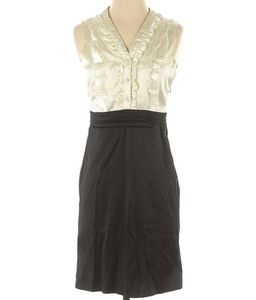 Snap NWT Cream Satin & Black Button Up Dress